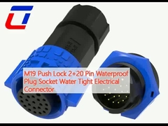 M19 Push Lock 2+20 Pin Conector eléctrico impermeable con toma de corriente