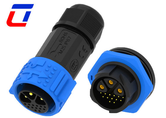 Conector de cable impermeable de 30A de 3 pines IP67 16 pines de autobloqueo y estructura de núcleo múltiple