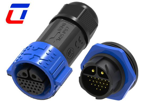 Conector de energía de alta corriente de 2 pines 40A Conector de datos impermeable de 20 pines IP67