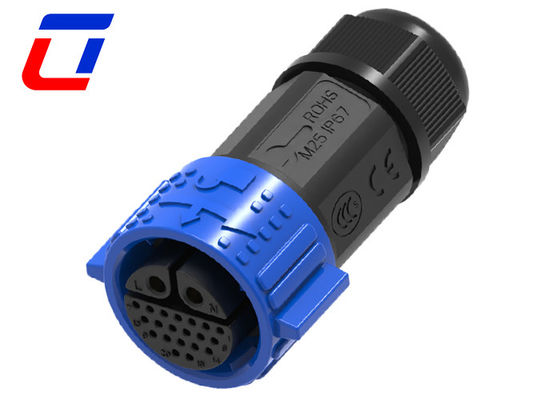 Conector de energía de alta corriente de 2 pines 40A Conector de datos impermeable de 20 pines IP67