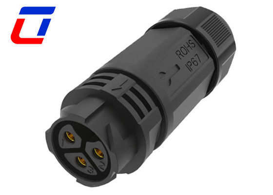 Conector de energía impermeable de 3 pines de IP67 50A Conector de cable de hombre a mujer