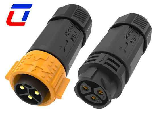 Conector de energía impermeable de 3 pines de IP67 50A Conector de cable de hombre a mujer