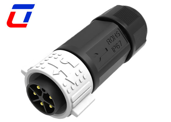 Corriente alta 5 pines impermeable conector masculino femenino bloqueo de empuje fácil de instalar