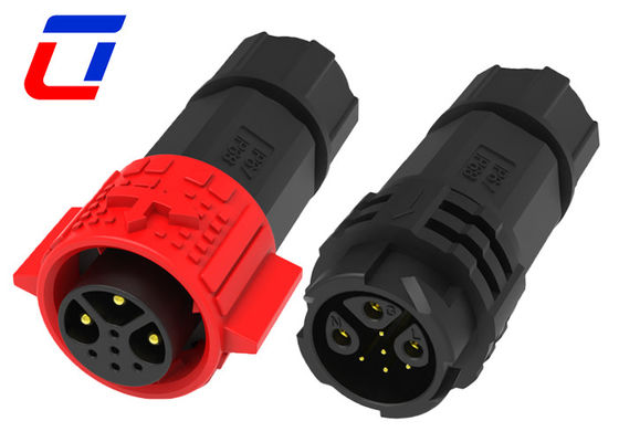 Conectores circulares a prueba de agua de color rojo con varios pines PA66 8 pines Conector circular