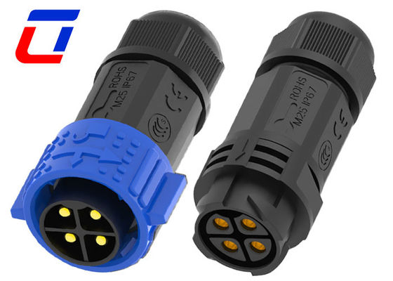 Conector resistente al agua de 4 pines IP67 600V con bloqueo por empuje