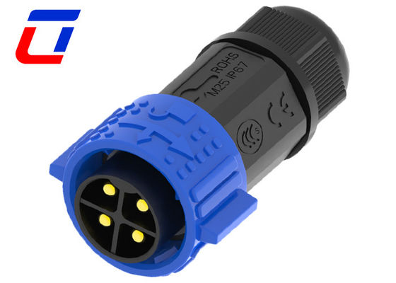 Conector resistente al agua de 4 pines IP67 600V con bloqueo por empuje