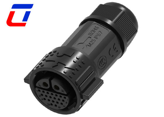 Conector de cable de datos impermeable de 30A CC IP67 20 pines de autobloqueo y estructura de núcleo múltiple