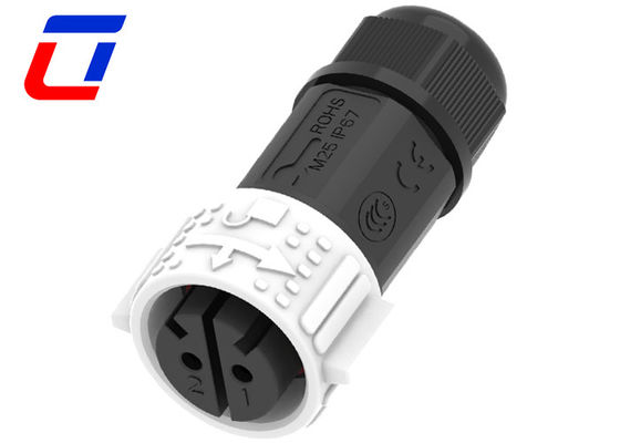 Color blanco 2 pin conector femenino a prueba de agua IP67 conector de montaje de panel masculino