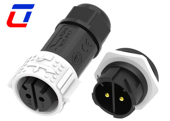 Color blanco 2 pin conector femenino a prueba de agua IP67 conector de montaje de panel masculino