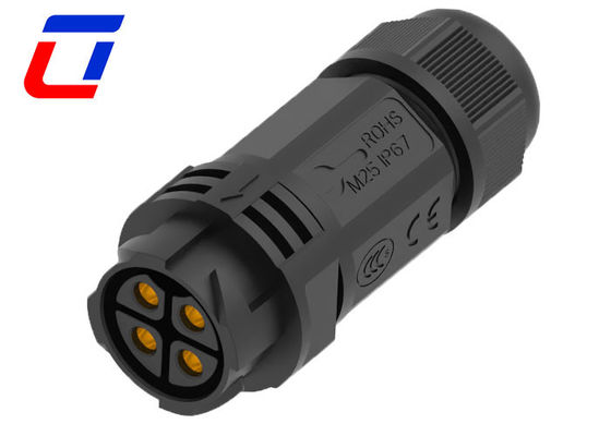 Conector de cable de alimentación IP67 rojo 500V 40A Tipo de soldadura macho Conector femenino 4 pines