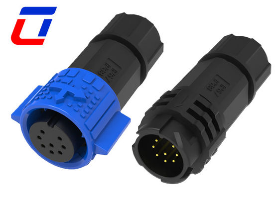 Conectores eléctricos de 8 pines de bloqueo rápido y resistentes al agua M19 de señal masculina Femenina 300V