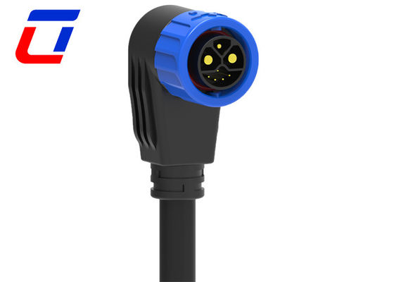 M23 Conectores de cable moldeados a 90 grados 2+1+5 Pin Push Lock Conector a prueba de agua