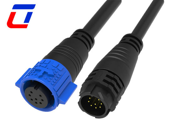 Cable de conexión masculino femenino de 8 pines Conector impermeable IP67 M19 con bloqueo por empuje
