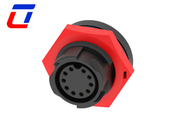 Conector impermeable de 10 pines de color rojo M19 IP67 Conector de cable impermeable de sexo masculino y femenino