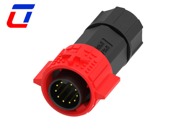 Conector impermeable de 10 pines de color rojo M19 IP67 Conector de cable impermeable de sexo masculino y femenino