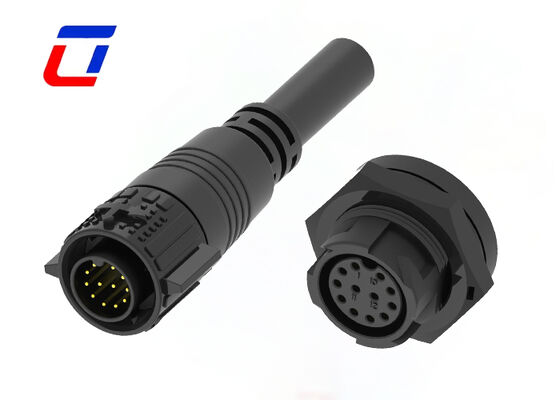 Conectores rápidos impermeables de 12 pines PA66 M19 de alta estabilidad para conexión cable a placa
