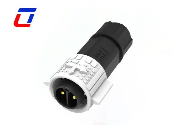 Conector impermeable de 20A DC M19 de 2 pines IP67, conectores circulares de cable de plástico