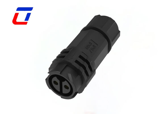 Conector impermeable de 20A DC M19 de 2 pines IP67, conectores circulares de cable de plástico