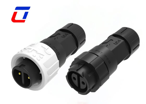 Conector de 2 pines de nylon M16 IP67 de latón con chapa de oro