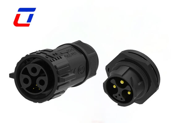 Conectores impermeables M25 3+3 Pin PA66 confiables, IP67, con montaje en panel, conector circular