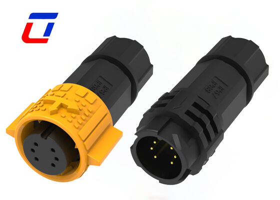 Conector rápido LED de 6 pines M19 10A 300V con datos, conector impermeable para uso industrial