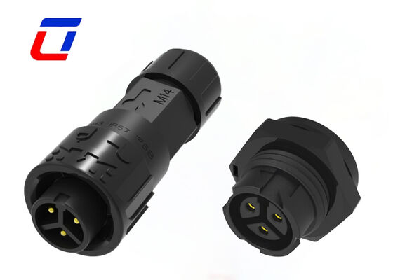 M16 3 Conector de cable impermeable de núcleo de conectores de energía de cobre recubiertos de oro de bloqueo rápido de CC