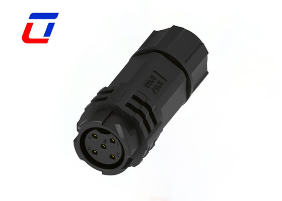 5 pin M19 conector de energía impermeable de plástico PA66 20A macho conector de bloqueo de empuje femenino