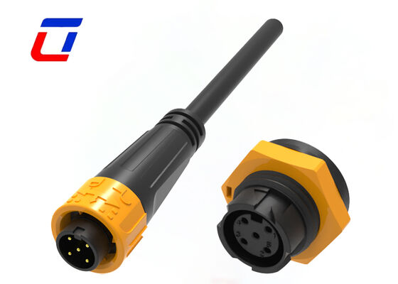 8A M16 Conector de alimentación exterior de 5 pines de plástico PA66 300V Conector de bloqueo rápido impermeable