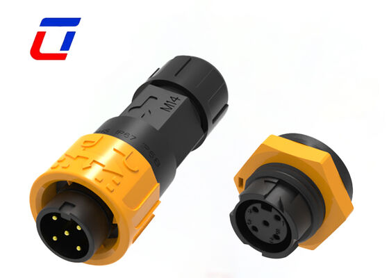 8A M16 Conector de alimentación exterior de 5 pines de plástico PA66 300V Conector de bloqueo rápido impermeable