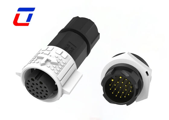 M19 2+20 Conectores circulares de varios pines de plástico PA66 Conector de bloqueo rápido de datos de alimentación