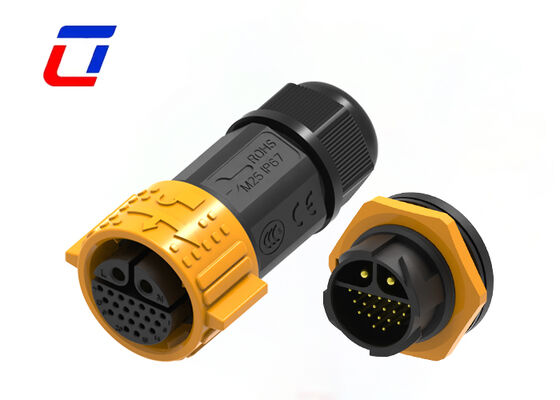 M25 Autobloqueador Conexión rápida circular 22 pines de latón Revestido de oro Multi Pin IP67 a prueba de agua