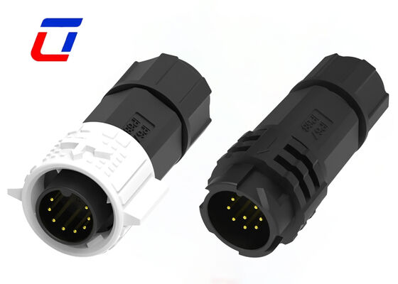 Conector circular de baja tensión 300V M19 8 pines PA66 Conector de datos de bloqueo de empuje impermeable