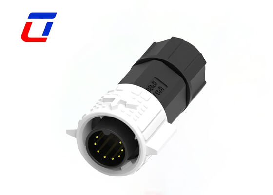 Conector circular de baja tensión 300V M19 8 pines PA66 Conector de datos de bloqueo de empuje impermeable