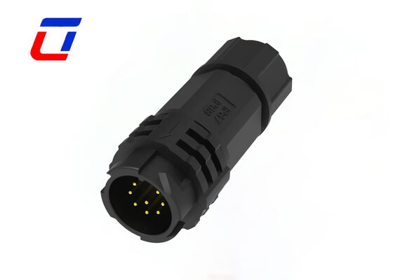 Conector circular de baja tensión 300V M19 8 pines PA66 Conector de datos de bloqueo de empuje impermeable