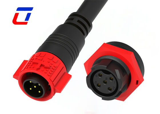 Conector de cable impermeable de alimentación de 20A y 5 pines, Conector de bloqueo de empuje Industrial macho-hembra M19