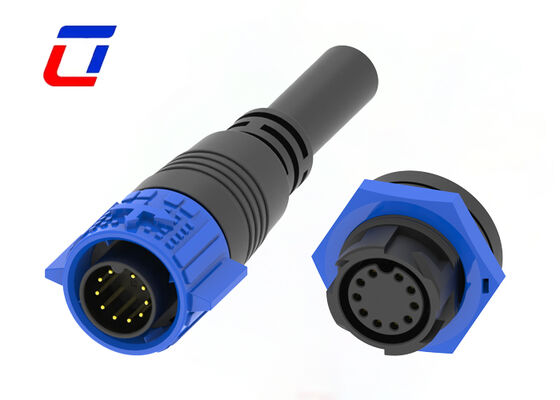 Conector de montaje en panel impermeable M19 de 10 pines 5A 300V con bloqueo rápido conector de datos redondo