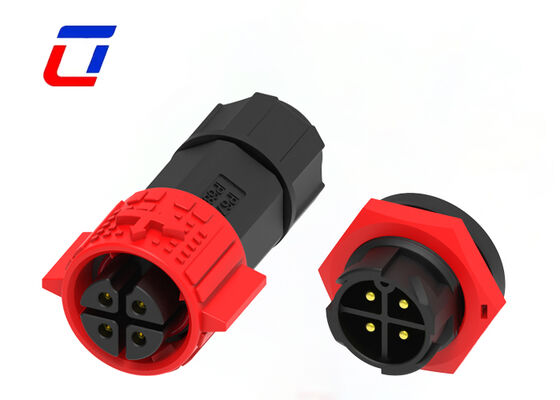 Conector de cable a cable PA66 de 20A y 4 pines M19 Push Lock IP67 impermeable para alimentación