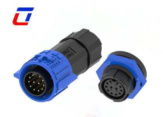 M19 12 pin 300V IP67 Conectores circulares de plástico con bloqueo de empuje Conector de datos a prueba de agua