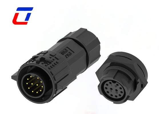 M19 12 pin 300V IP67 Conectores circulares de plástico con bloqueo de empuje Conector de datos a prueba de agua