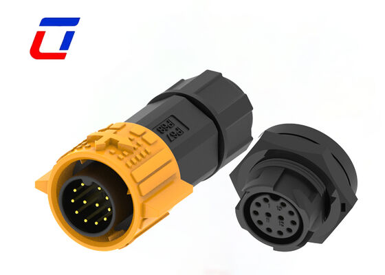 M19 12 pin 300V IP67 Conectores circulares de plástico con bloqueo de empuje Conector de datos a prueba de agua