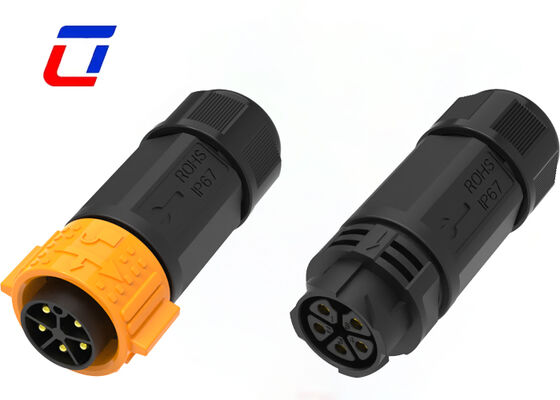 Conector de alimentación CC impermeable M25 de 5 pines y 20 A con bloqueo a presión para exteriores, conector de nueva energía para cable