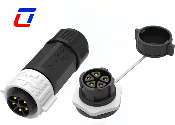 5 pin Power LED Conector impermeable M25 20A Conectores de iluminación exterior de plástico PA66