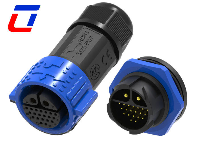 Conector de energía de alta corriente de 2 pines 40A Conector de datos impermeable de 20 pines IP67
