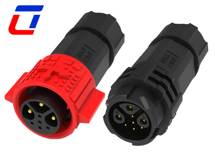 Conectores circulares a prueba de agua de color rojo con varios pines PA66 8 pines Conector circular