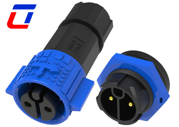 Conector de luz LED de 2 pines a prueba de agua Azul Negro Conector de alimentación de cable a tablero