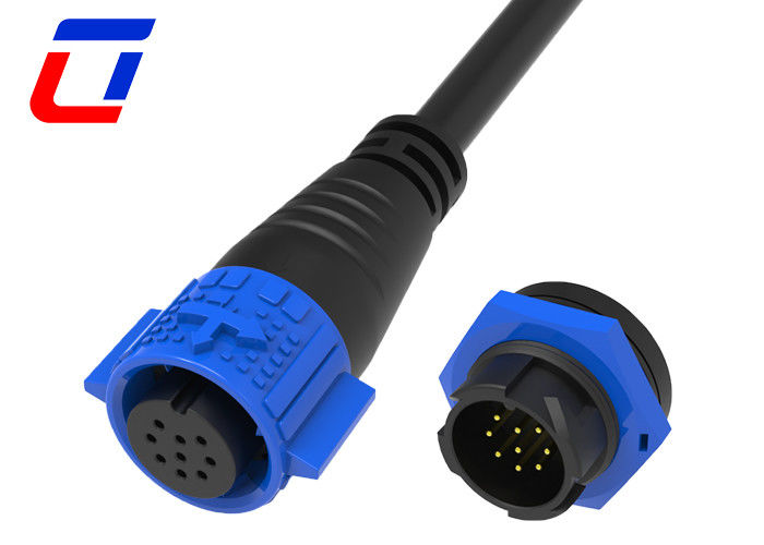 Conector de datos resistente al agua de 9 pines masculino femenino Conectores de iluminación exterior de bloqueo de presión
