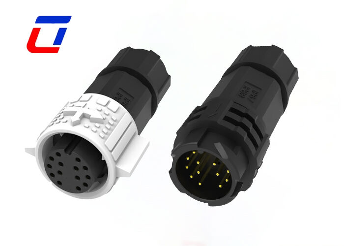 Conector impermeable de 14 pines de bloqueo por empuje M19 Conectores de alambre dorado OEM