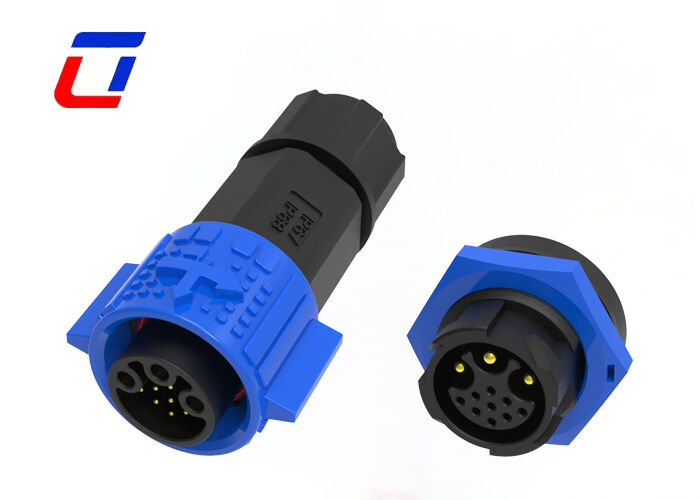 Conector LED impermeable M19 de 3+9 pines, conector de cable a placa autoblocante IP67