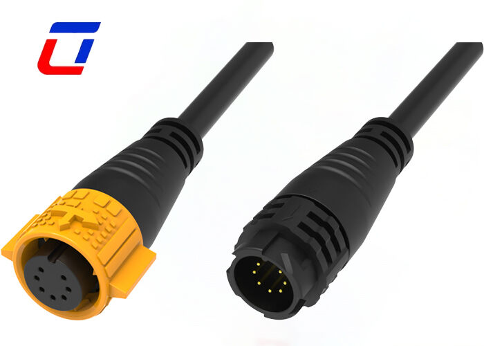 Conector de cable a cable LED M19 de 7 pines, plástico PA66, conector de datos impermeable