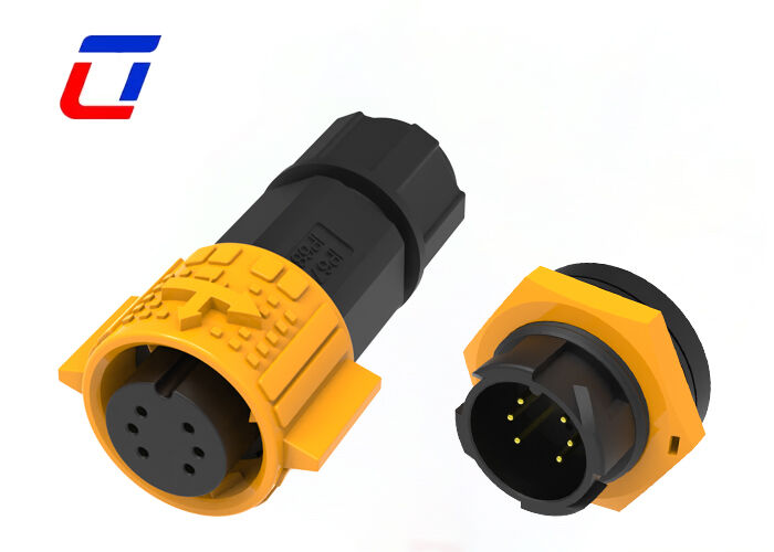 Conector y enchufe industrial M19 de 6 pines, conector impermeable IP67 de empuje para comunicación